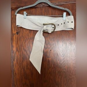 Free People Grey Leather Belt with Brass Buckle